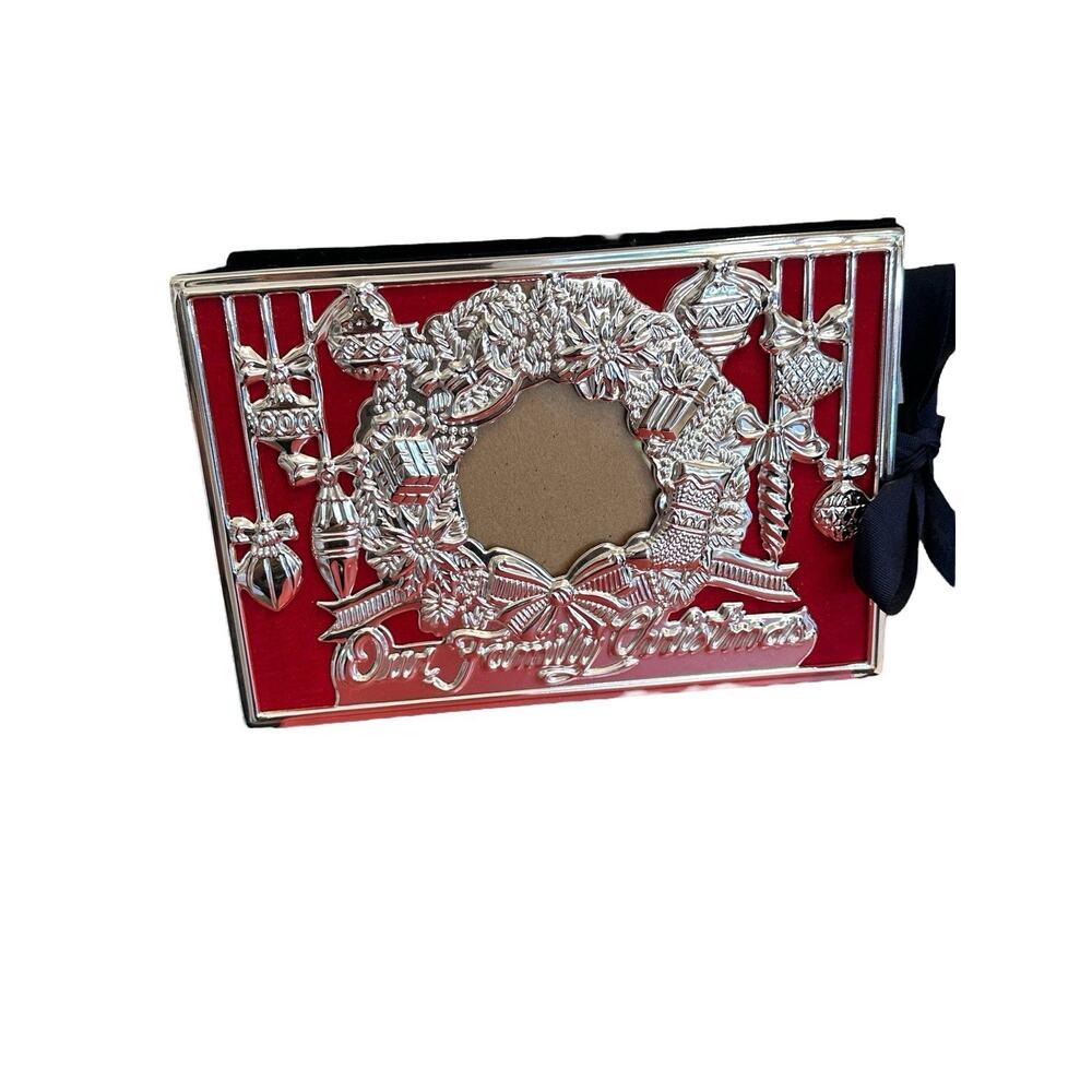 NEW Lenox "Our Family Christmas” Photo Album Silver Plate 4" x 6" Pictures